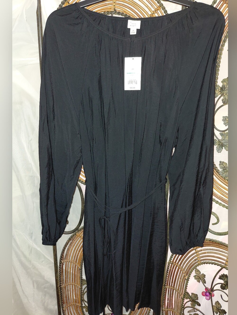 a new day Black Long Sleeve Mini Dress with Self Tie
